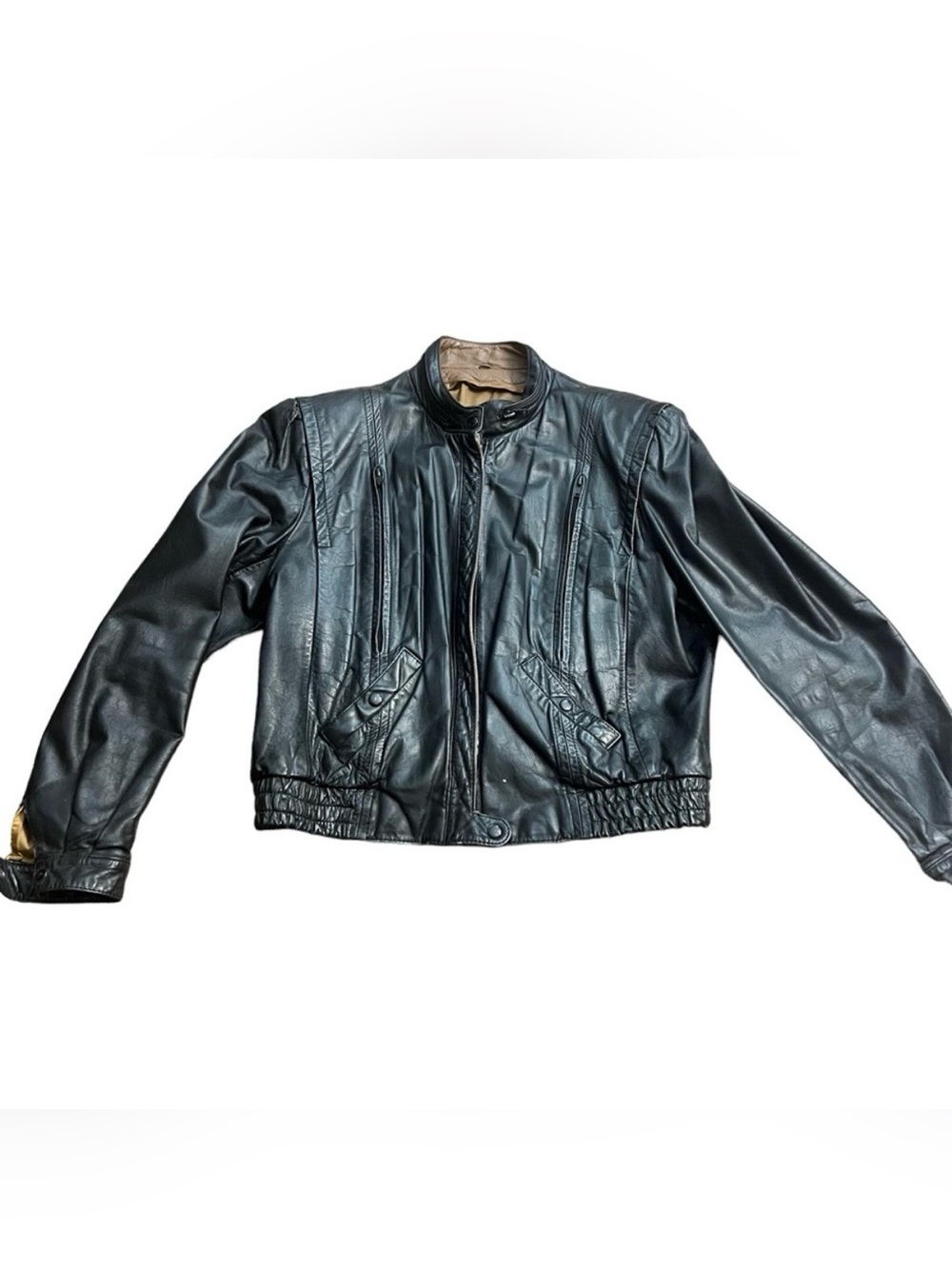 1980’s Cafe Racer Leather Motorcycle Jacket, All Weather Leather Jacket, Medium
